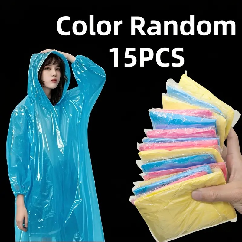 Cycling Gear For Rain - 15/30 Stück zufällig gefärbte Einweg-Regenponchos für