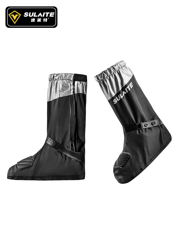 Cycling Gear For Rain - SULAITE Motorrad-Regenstiefel, wasserdichter Schuhüberzug, reflektierender Fahrradschuhschutz,