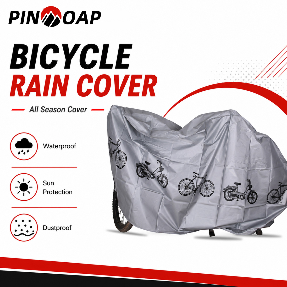 Cycling Gear For Rain - PINMOAP Universelle Fahrrad-Regenhülle, wasserdichte Outdoor-Fahrradabdeckung, staubdicht,