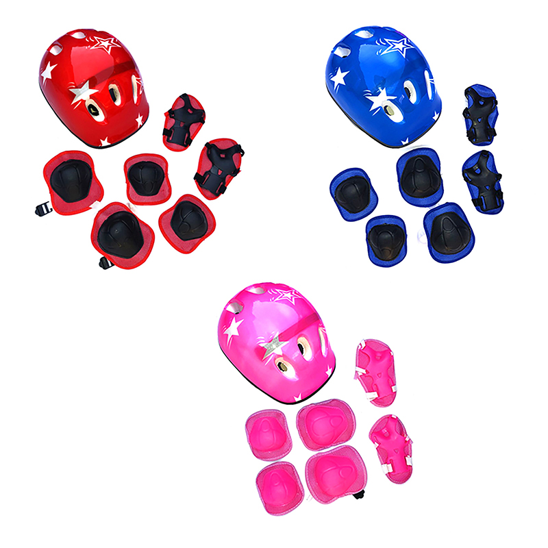 Cycling Gear For Kids - Neu-7-teiliges Kinder-Fahrrad-Schutzset Fahrradhelm Knie-Handgelenk-Ellbogenschutz Roller-Fahrrad-Sport-Knieschoner, Helmschutz-Set