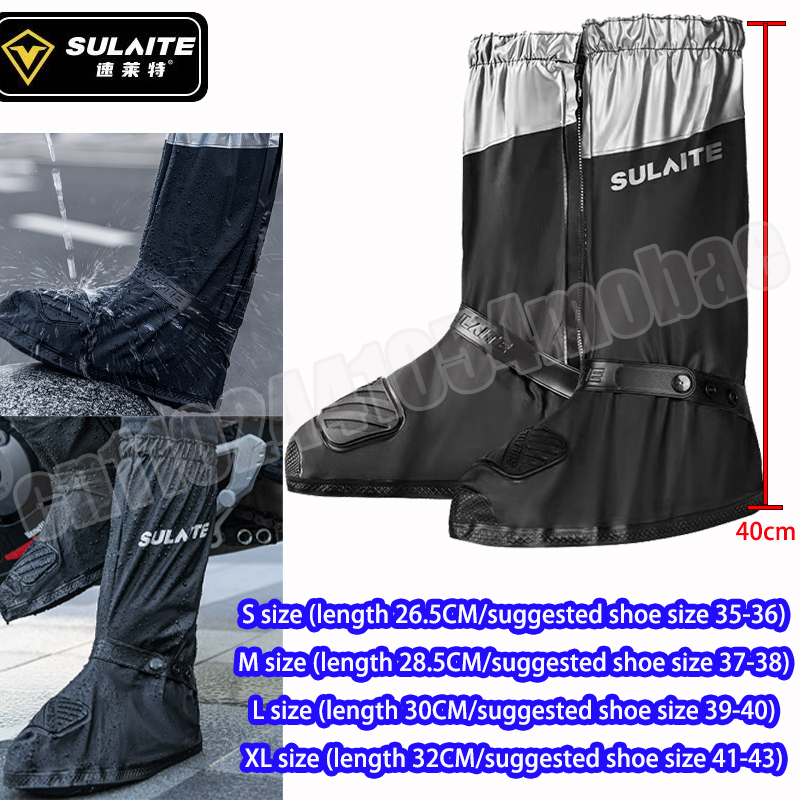 Cycling Gear For Rain - SULAITE Motorrad-Regenstiefel, wasserdichter Schuhüberzug, reflektierender Fahrradschuhschutz,